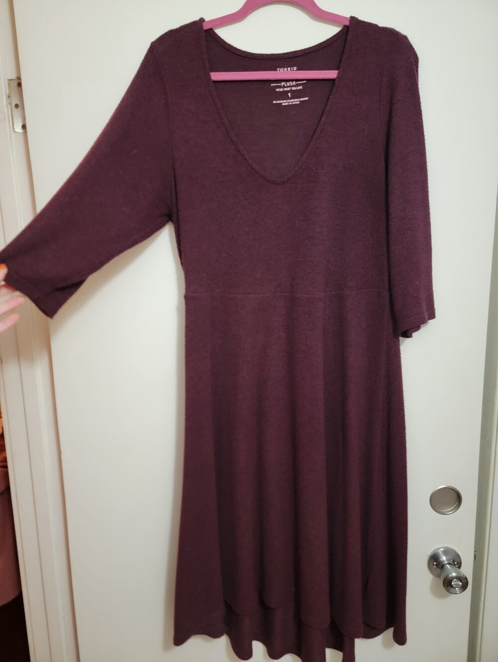 Torrid Deep Burgundy Plush V-Neck Midi Dress